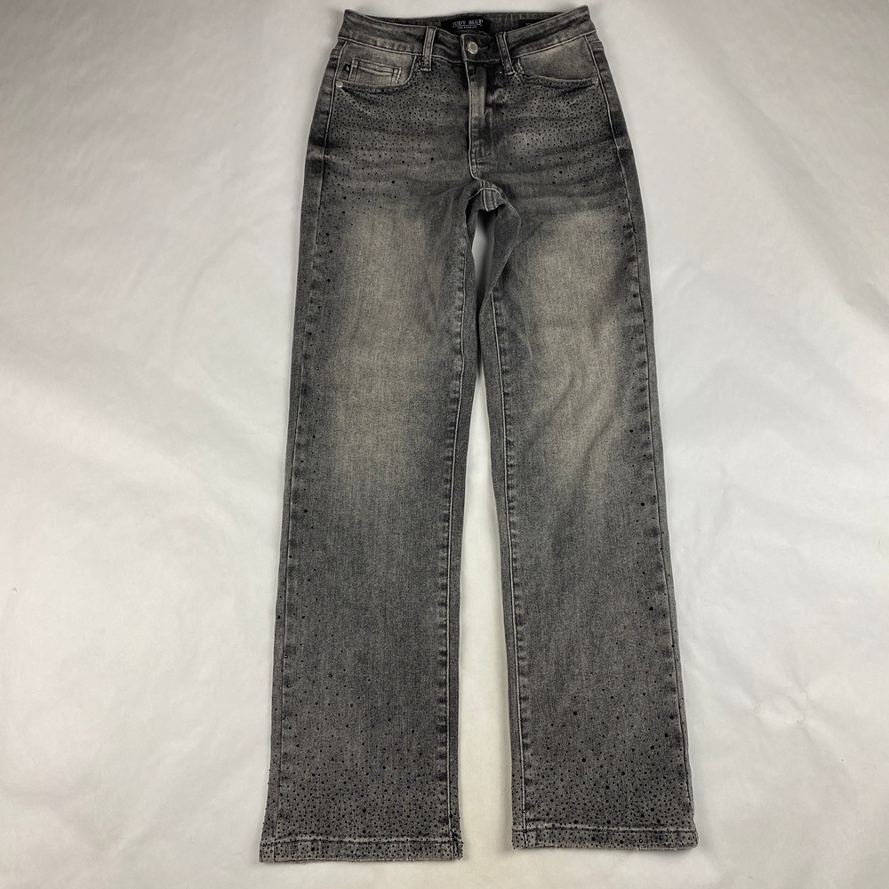 Judy Blue Jeans Women's Size 1 / 25 Gray Rhinestone Straight